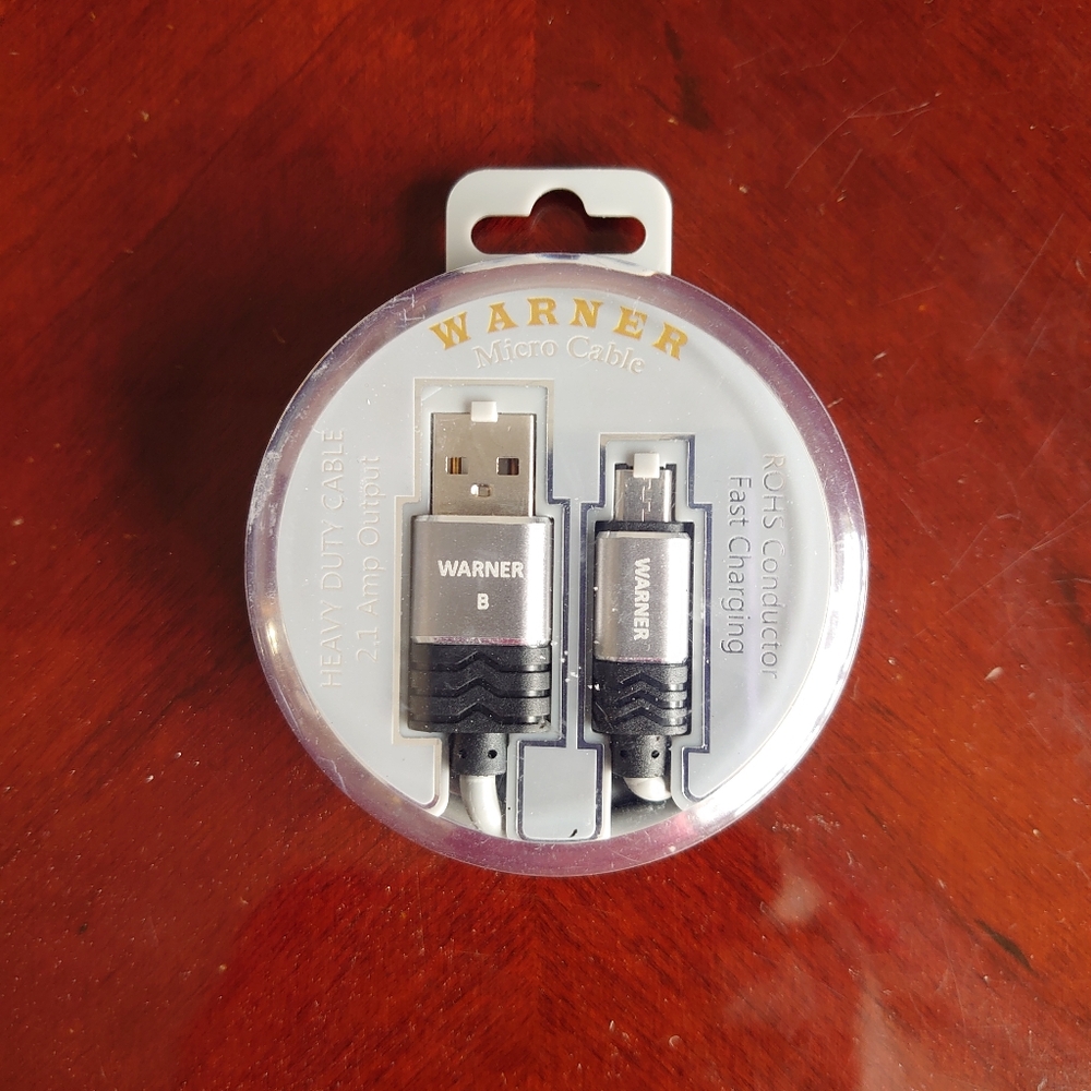 Warner Micro USB Cable Deluxe Charger 12ct Display 2.1 Amp Output Grey